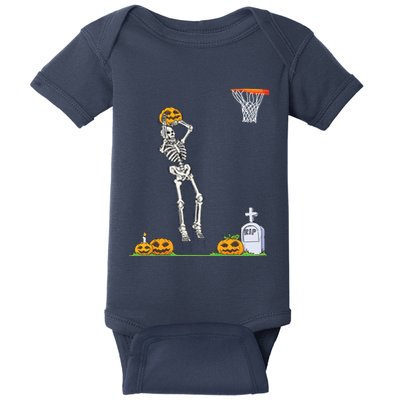 Funny Skeleton Basketball Halloween Pumpkin Baby Bodysuit