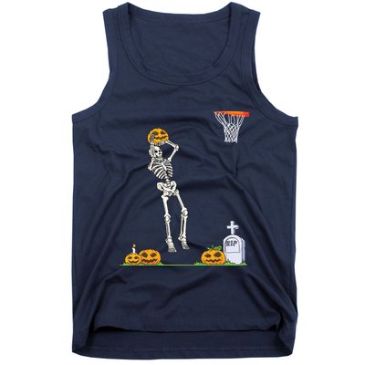 Funny Skeleton Basketball Halloween Pumpkin Tank Top