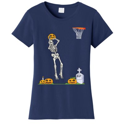 Funny Skeleton Basketball Halloween Pumpkin Women's T-Shirt