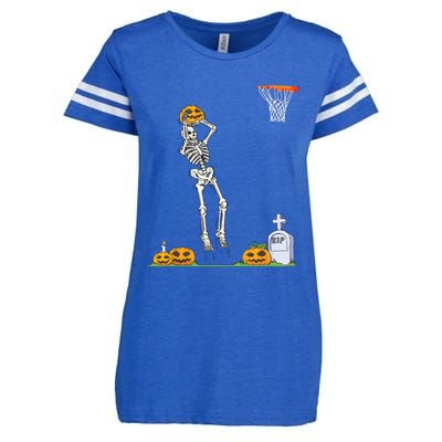 Funny Skeleton Basketball Halloween Pumpkin Enza Ladies Jersey Football T-Shirt