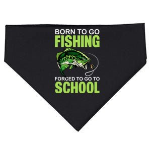 Fishing Saying Born To Go Fishing Forced To Go To School USA-Made Doggie Bandana