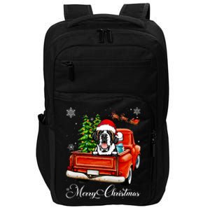 Funny Saint Bernard Ride Red Truck Merry Christmas Pajama Impact Tech Backpack