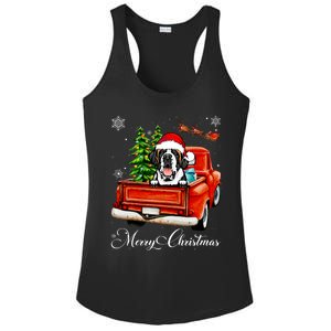 Funny Saint Bernard Ride Red Truck Merry Christmas Pajama Ladies PosiCharge Competitor Racerback Tank