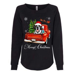 Funny Saint Bernard Ride Red Truck Merry Christmas Pajama Womens California Wash Sweatshirt