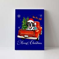 Funny Saint Bernard Ride Red Truck Merry Christmas Pajama Canvas