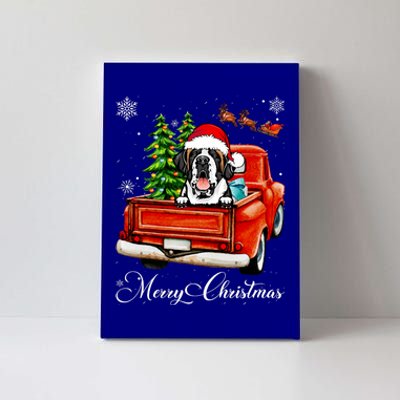 Funny Saint Bernard Ride Red Truck Merry Christmas Pajama Canvas