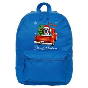 Funny Saint Bernard Ride Red Truck Merry Christmas Pajama 16 in Basic Backpack