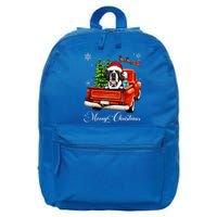 Funny Saint Bernard Ride Red Truck Merry Christmas Pajama 16 in Basic Backpack