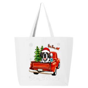 Funny Saint Bernard Ride Red Truck Merry Christmas Pajama 25L Jumbo Tote