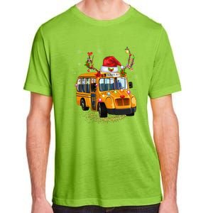 Funny School Bus Reindeer Santa Christmas School Bus Driver Adult ChromaSoft Performance T-Shirt