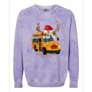 Funny School Bus Reindeer Santa Christmas School Bus Driver Colorblast Crewneck Sweatshirt