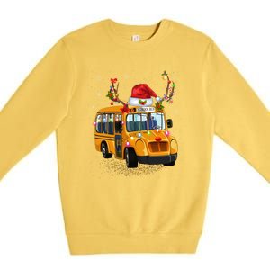 Funny School Bus Reindeer Santa Christmas School Bus Driver Premium Crewneck Sweatshirt