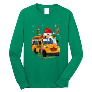 Funny School Bus Reindeer Santa Christmas School Bus Driver Long Sleeve Shirt