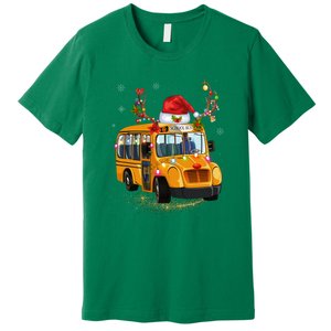 Funny School Bus Reindeer Santa Christmas School Bus Driver Premium T-Shirt