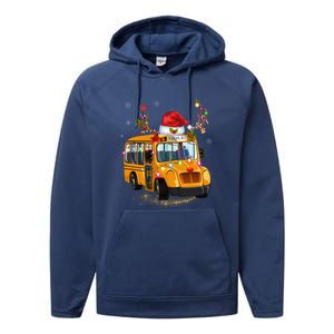 Funny School Bus Reindeer Santa Christmas School Bus Driver Performance Fleece Hoodie