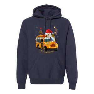 Funny School Bus Reindeer Santa Christmas School Bus Driver Premium Hoodie