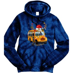 Funny School Bus Reindeer Santa Christmas School Bus Driver Tie Dye Hoodie