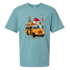 Funny School Bus Reindeer Santa Christmas School Bus Driver Sueded Cloud Jersey T-Shirt