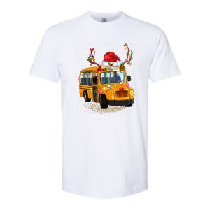 Funny School Bus Reindeer Santa Christmas School Bus Driver Softstyle CVC T-Shirt