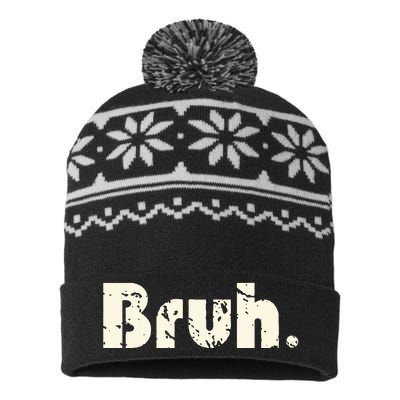 Funny Saying Brother Greeting Bruh Meme USA-Made Snowflake Beanie