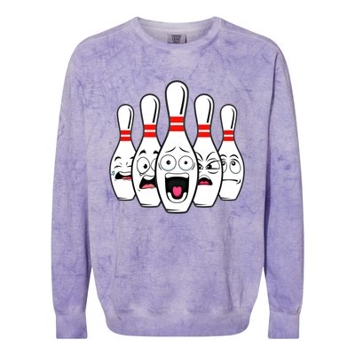 Funny Scared Bowling Pin For Bowlers Gift Colorblast Crewneck Sweatshirt