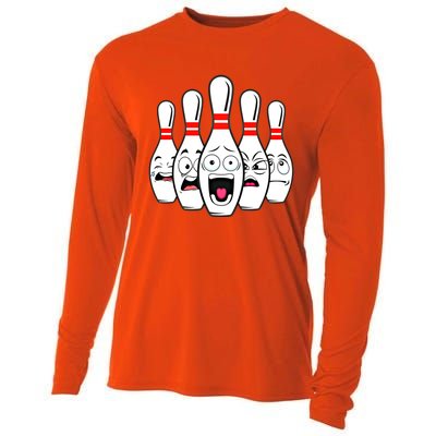 Funny Scared Bowling Pin For Bowlers Gift Cooling Performance Long Sleeve Crew