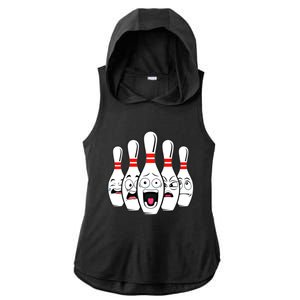 Funny Scared Bowling Pin For Bowlers Gift Ladies PosiCharge Tri-Blend Wicking Draft Hoodie Tank