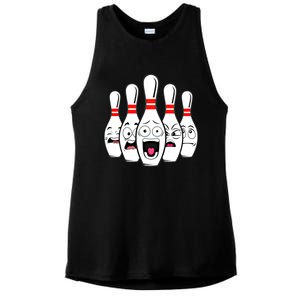 Funny Scared Bowling Pin For Bowlers Gift Ladies PosiCharge Tri-Blend Wicking Tank