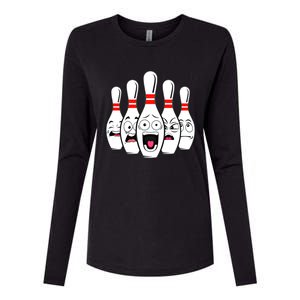 Funny Scared Bowling Pin For Bowlers Gift Womens Cotton Relaxed Long Sleeve T-Shirt