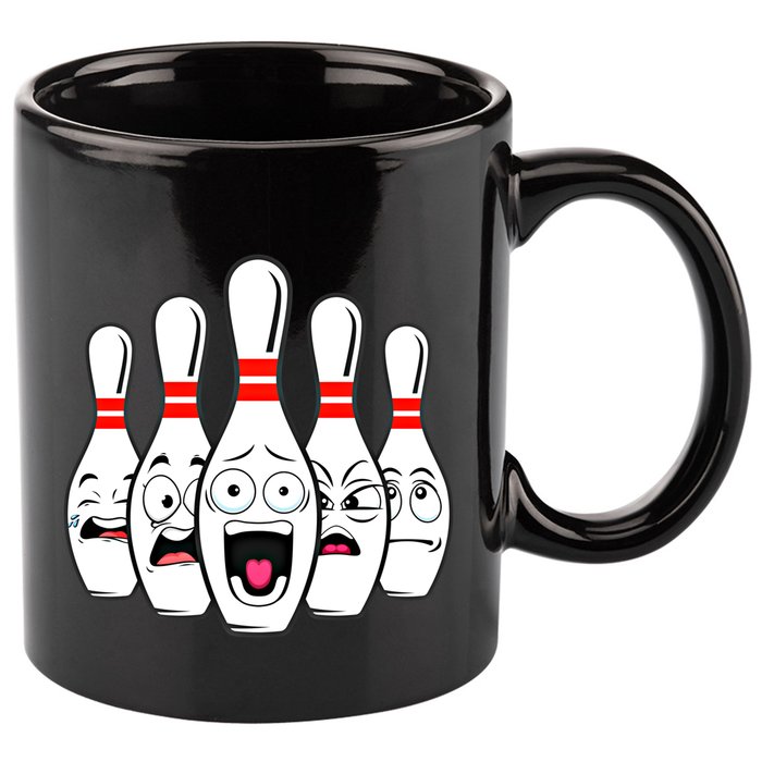 Funny Scared Bowling Pin For Bowlers Gift 11oz C Handle Ceramic Mug