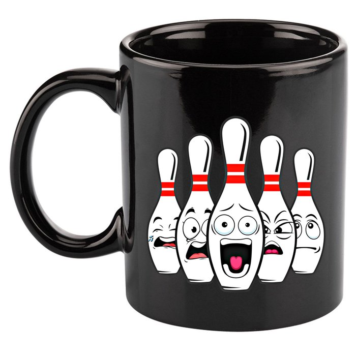 Funny Scared Bowling Pin For Bowlers Gift 11oz C Handle Ceramic Mug