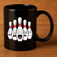Funny Scared Bowling Pin For Bowlers Gift 11oz C Handle Ceramic Mug