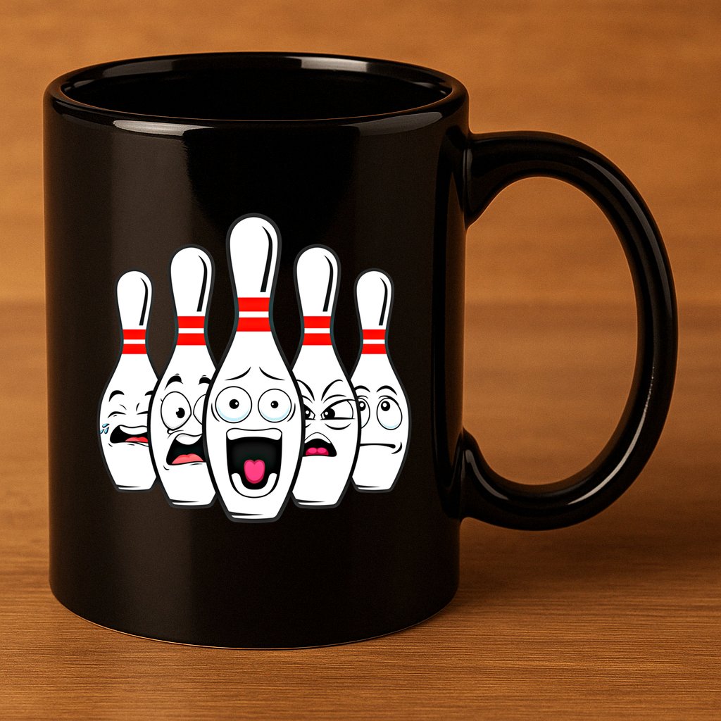 Funny Scared Bowling Pin For Bowlers Gift 11oz C Handle Ceramic Mug