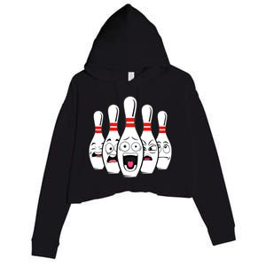 Funny Scared Bowling Pin For Bowlers Gift Crop Fleece Hoodie