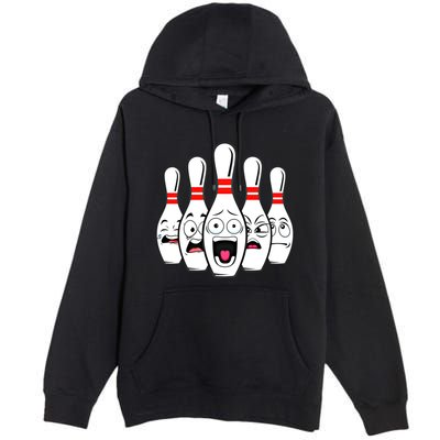 Funny Scared Bowling Pin For Bowlers Gift Premium Pullover Hoodie