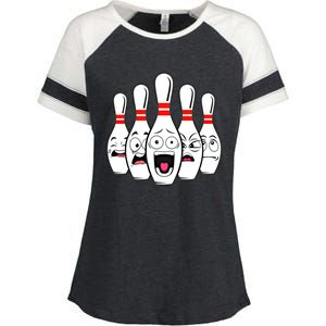 Funny Scared Bowling Pin For Bowlers Gift Enza Ladies Jersey Colorblock Tee