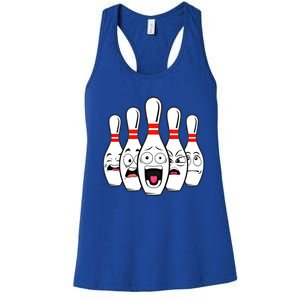 Funny Scared Bowling Pin For Bowlers Gift Women's Racerback Tank