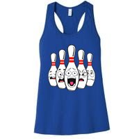 Funny Scared Bowling Pin For Bowlers Gift Women's Racerback Tank