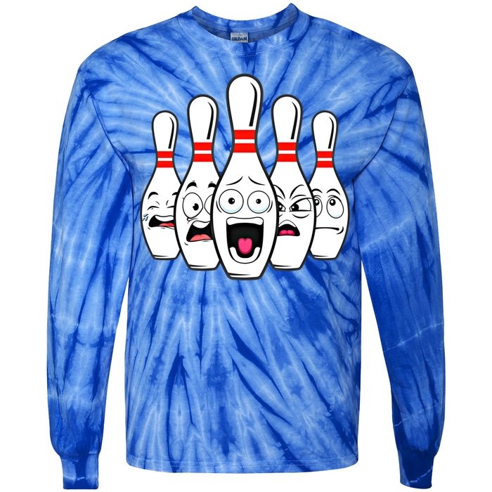 Funny Scared Bowling Pin For Bowlers Gift Tie-Dye Long Sleeve Shirt