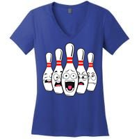 Funny Scared Bowling Pin For Bowlers Gift Women's V-Neck T-Shirt