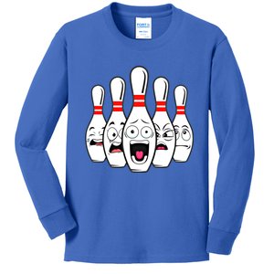 Funny Scared Bowling Pin For Bowlers Gift Kids Long Sleeve Shirt