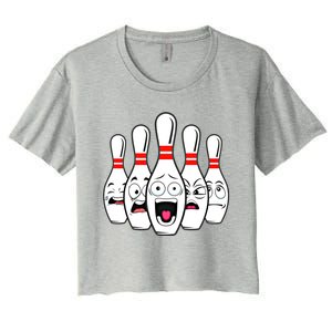 Funny Scared Bowling Pin For Bowlers Gift Women's Crop Top Tee