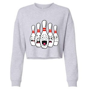 Funny Scared Bowling Pin For Bowlers Gift Cropped Pullover Crew