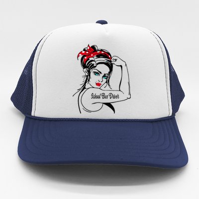 Female School Bus Driver Rosie The Riveter Pin Up Trucker Hat