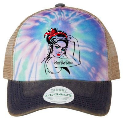 Female School Bus Driver Rosie The Riveter Pin Up Legacy Tie Dye Trucker Hat