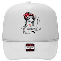 Female School Bus Driver Rosie The Riveter Pin Up High Crown Mesh Back Trucker Hat