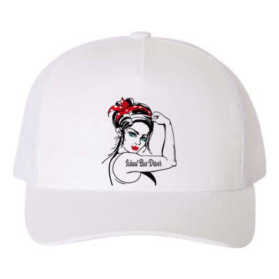 Female School Bus Driver Rosie The Riveter Pin Up Yupoong Adult 5-Panel Trucker Hat