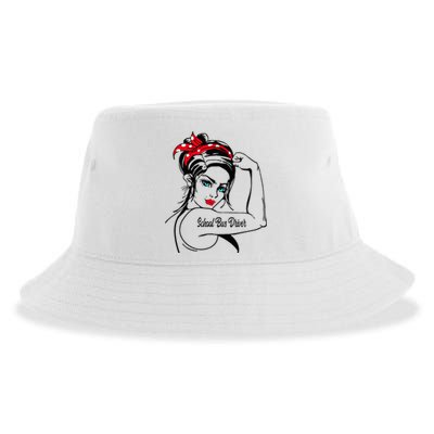 Female School Bus Driver Rosie The Riveter Pin Up Sustainable Bucket Hat