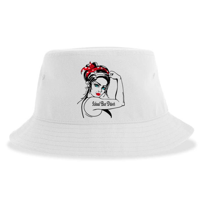 Female School Bus Driver Rosie The Riveter Pin Up Sustainable Bucket Hat