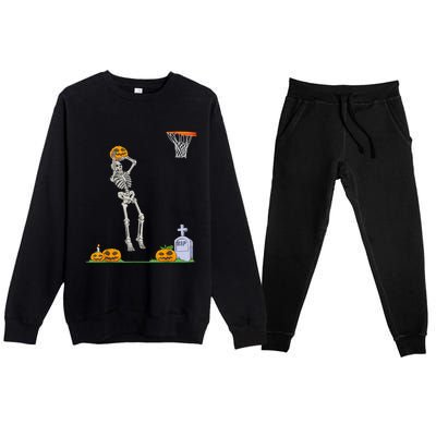 Funny Skeleton Basketball Halloween Pumpkin Premium Crewneck Sweatsuit Set